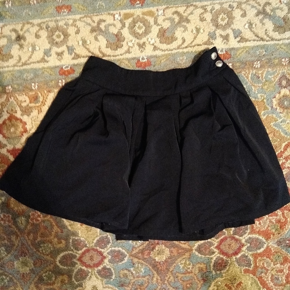 Black Button Up Skater Skirt